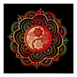 Poster Mandala Rouge et Or