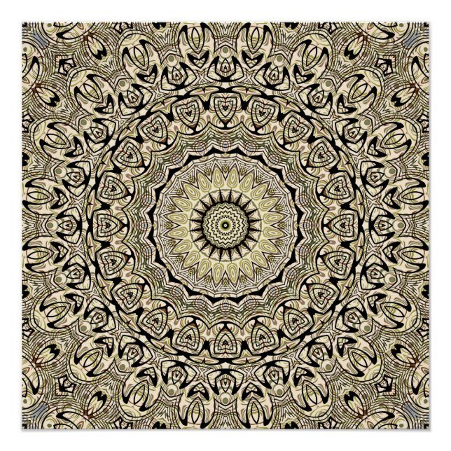 Poster Mandala Tons Terreux Motifs Géométriques Intrinsèq (Devant)