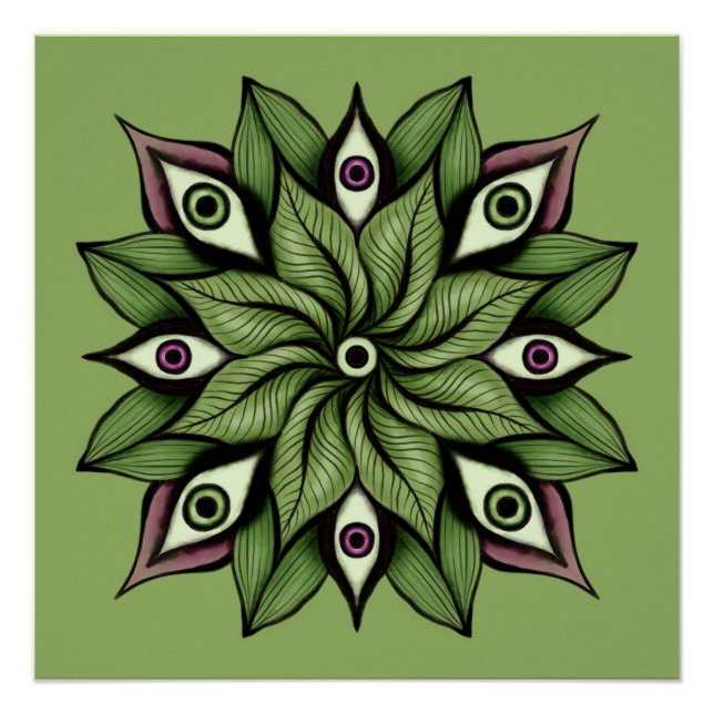 Poster Mandala - Trippy Floral Patal (Devant)