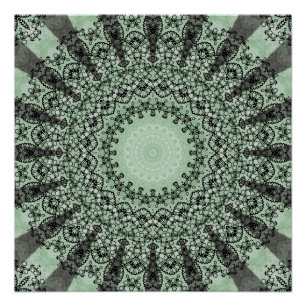 Poster Mandala Vert Sauge avec Motif Inspiré des Feuilles