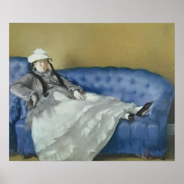 Poster Manet | Madame Manet sur un canapé bleu, 1874 (Devant)