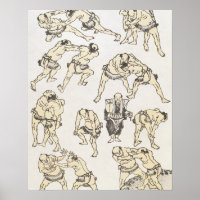 Manga: studies of gestures and postures of wrestle