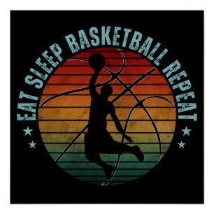 POSTER MANGER DORMIR BASKETBALL RÉPÉTER