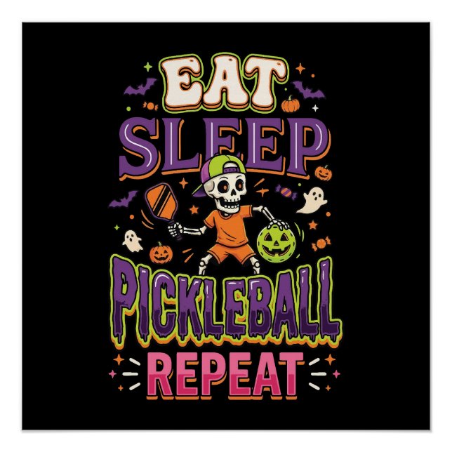Poster Manger Dormir Pickleball Répéter Pickleball (Devant)