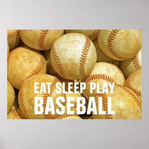 Poster Mangez le sommeil Jouer au baseball