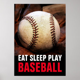 Poster Mangez Le Sommeil Jouer Baseball Motivation