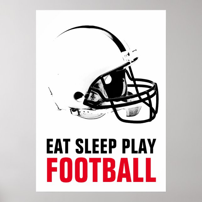 Poster Mangez le sommeil Jouer Black & White Football Pop (Devant)