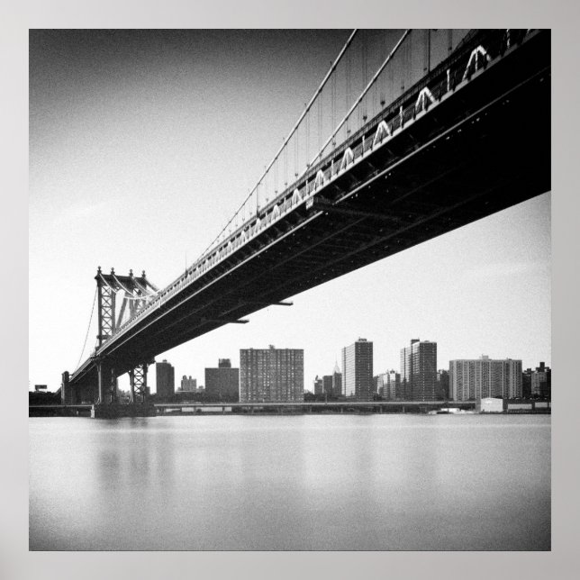 Poster Manhattan Bridge and skyline, New York, US. (Devant)