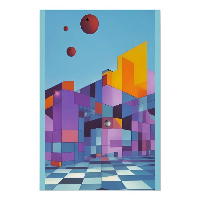 Poster Manoir Moderne Côtier (Version B) - Ken Gage Art (Devant)