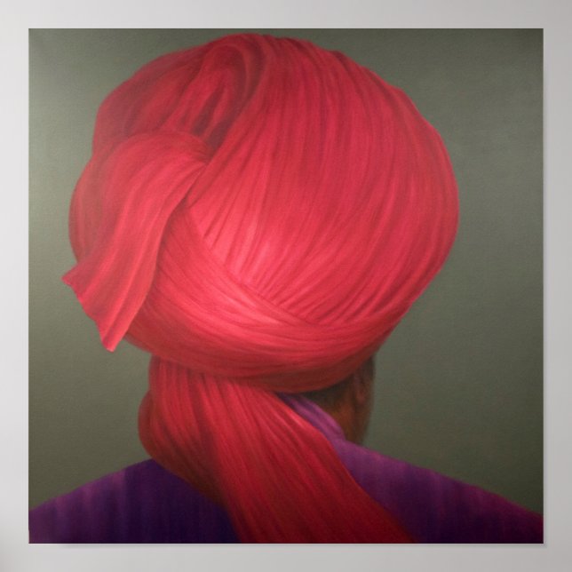 Poster Manteau rouge Turban pourpre (Devant)