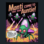 Poster Manti Aliens Abduction Party! Defender Arcade '81<br><div class="desc">Blast from the past with this super-fun retro 1980s arcade pixel art featuring the classic Defender Manti aliens in full invasion mode! These goofy green & purple bug invaders are laser-blasting and snatching humans with huge grins and the perfect sassy caption: “Manti: Humans - Our Mutant-ific Sidekicks!” Bright neon colors,...</div>
