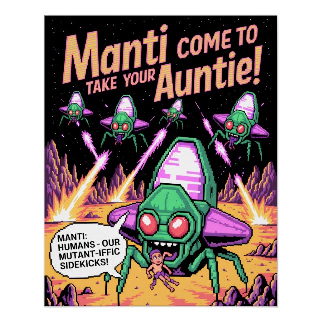 Poster  Manti Aliens Abduction Party! Defender Arcade '81 (Devant)