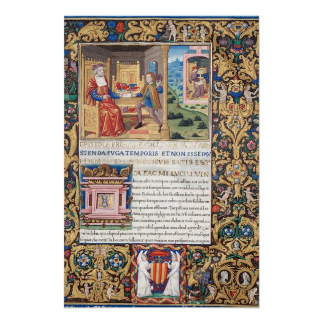 Poster Manuscrit médiéval éclairé de Seneca le jeune (Devant)