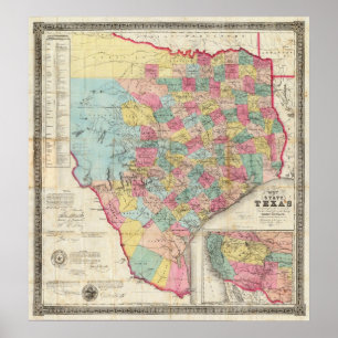 Poster Map de De Cordova's du Texas