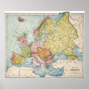 POSTER MAP: EUROPE, 1885