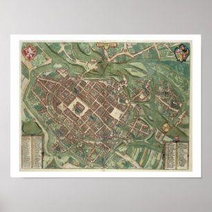 Poster Map of Bratislava, from 'Civitates Orbis Terrarum'