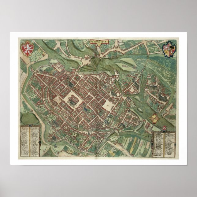Poster Map of Bratislava, from 'Civitates Orbis Terrarum' (Devant)