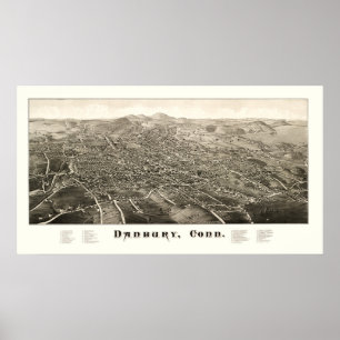 Poster Map of Danbury, Connecticut from 1876