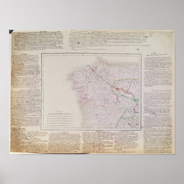 Poster Map of Galicia with the route of the French army (Devant)