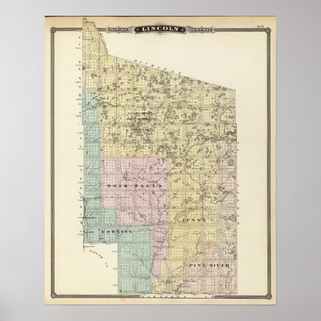 Poster Map of Lincoln County (Devant)