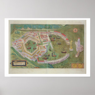 Poster Map of Ostia, from 'Civitates Orbis Terrarum' by G