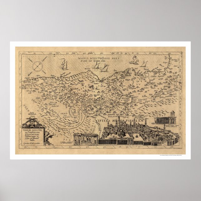 Poster Map of Palestine by Tilemann Stella 1600 (Devant)