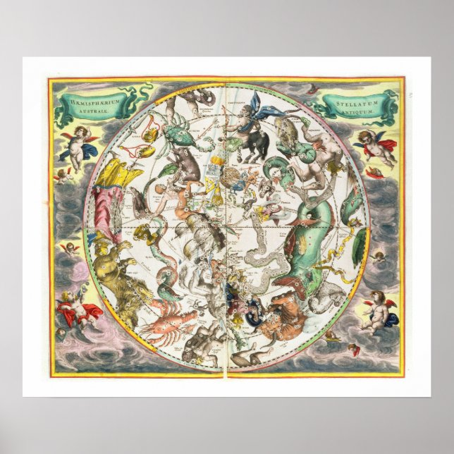 Poster Map of the Southern Hemisphere, from 'The Celestia (Devant)