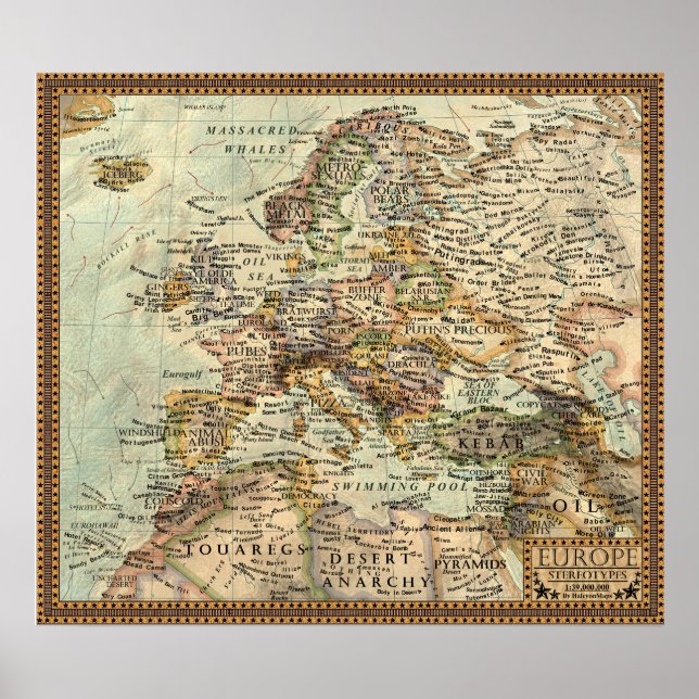 Poster Map of the Stereotypes - Europe (Devant)