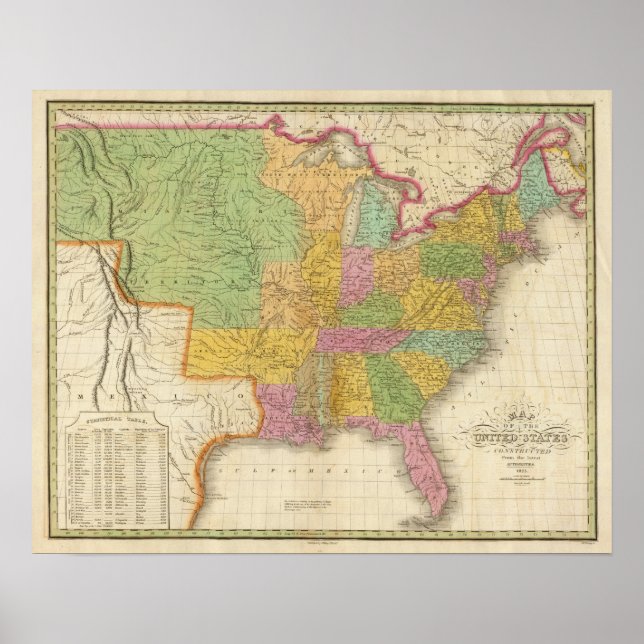 Poster Map of The United States (Devant)