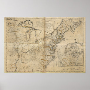 POSTER MAP : USA, 1783
