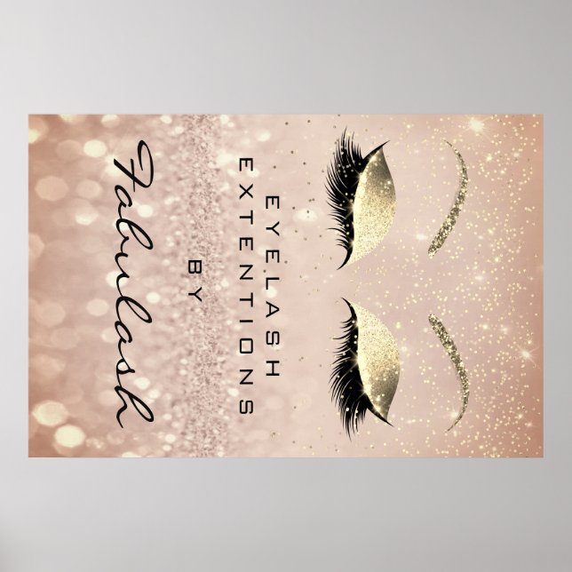 Poster Maquillage Beauté Salon Nom Rose Gold Blush Eyebro (Devant)