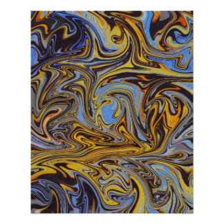 Poster Marble Forms – Blue & Gold Abstract Art