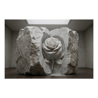 Poster Marble Rose Sculpture Minimalist Fine Art Print