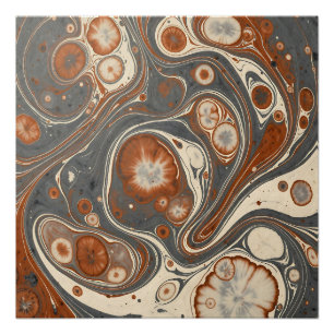 Poster Marbre Abstrait en Fluidité Grise Terracotta