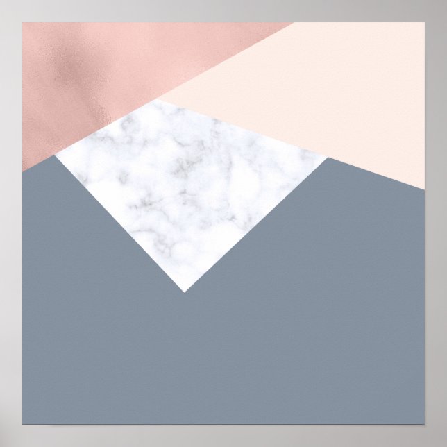 Poster marbre élégant rose doré gris gris beige géométriq (Devant)