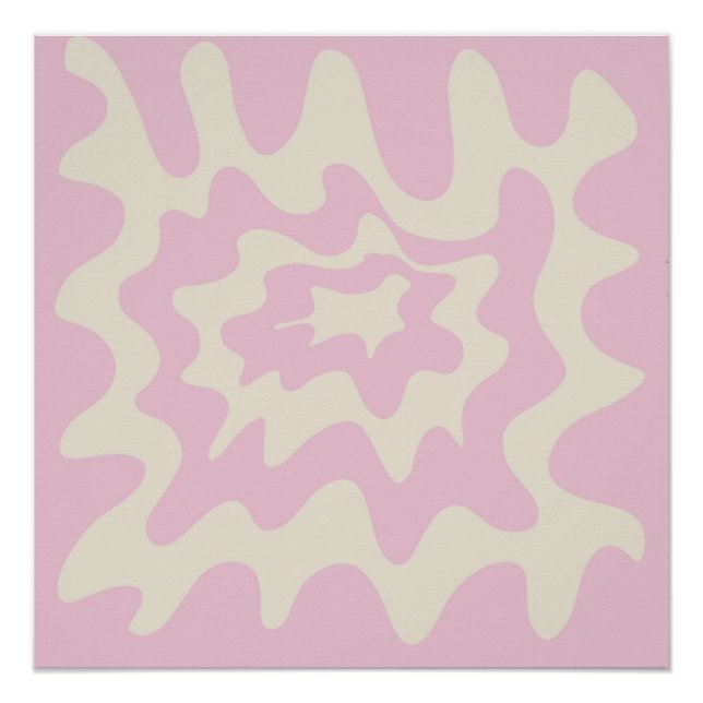 Poster Marbre rose Super Wavy Stripe Printemps moderne (Devant)