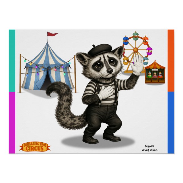 Poster Marcel, civet mime (Devant)