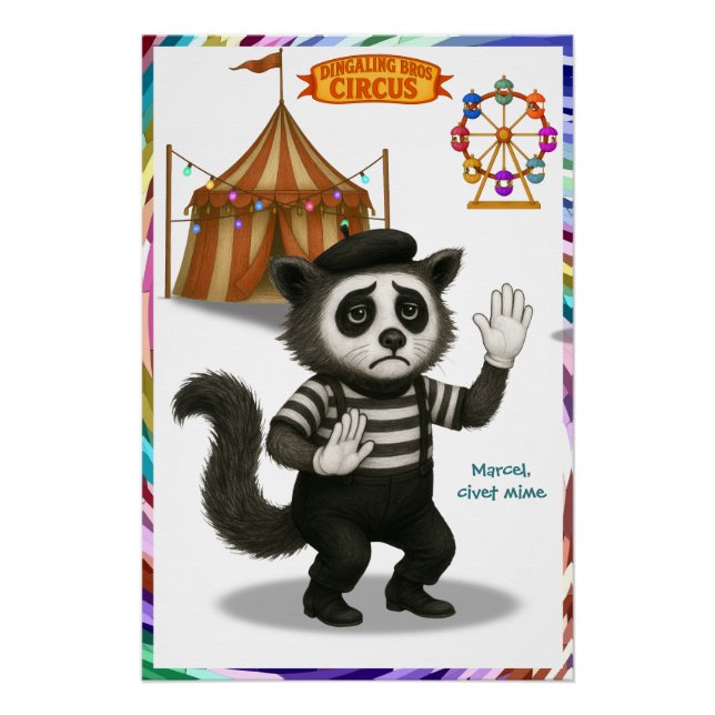 Poster Marcel, civette mime (Devant)