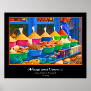 Poster Marché à Marrakech - Mélange pour Couscous