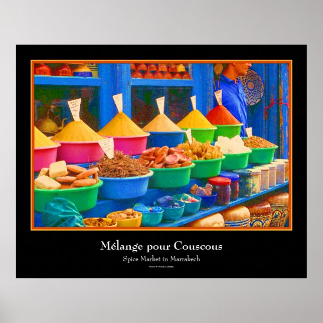 Poster Marché au Maroc - Mélange pour Couscous (Devant)