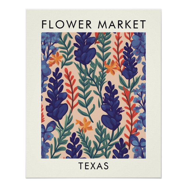 Poster Marché aux fleurs Bluebonnet du Texas State (Devant)