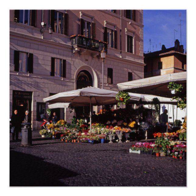Poster Marché aux fleurs Rome (Devant)