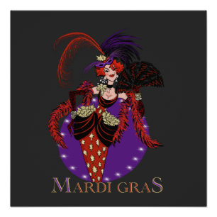 Poster Mardi Gras 2021, femme de style vintage Nouvelle-O