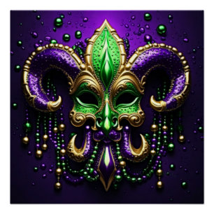 Poster Mardi Gras Fleur De Lis Design