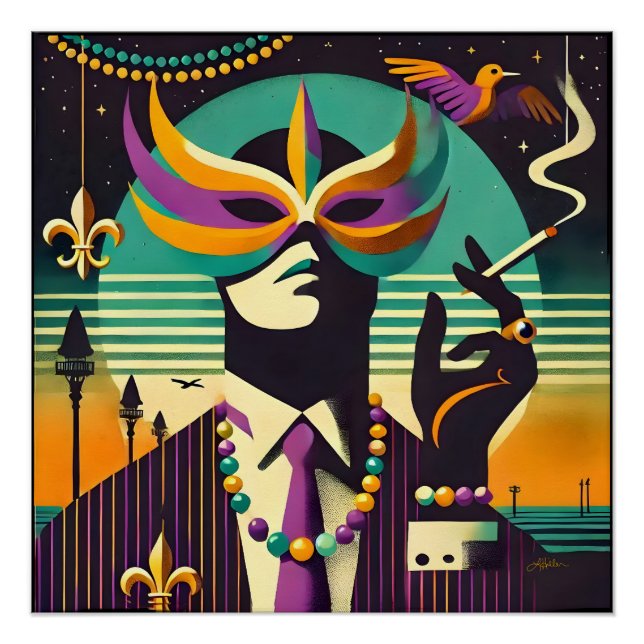 Poster Mardi Gras l'Homme qui Fume (Devant)