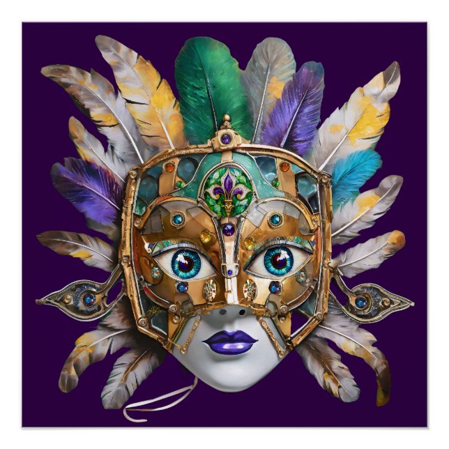Poster Mardi Gras Météo et Masque Métal (Devant)