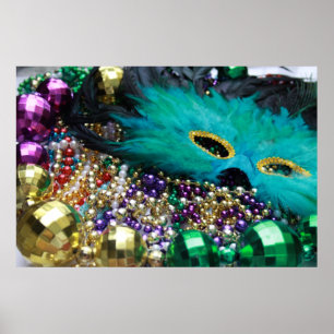Poster Mardi Gras Perles & Green Mask Poster Art I