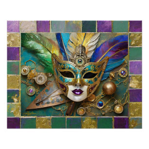 Poster Mardi Gras Troisième Oeil Gold Céramique Masque
