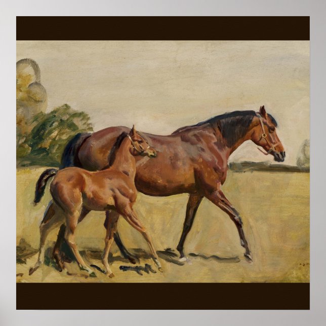 Poster Mare and Foal by Munnings (Devant)