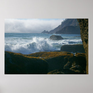 Poster Marée entrante de la côte de l'Oregon